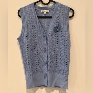 NWOT - Selfwho Sky Blue Sleeveless Knit Cardigan